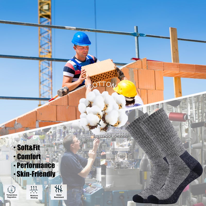 Ortis Cotton Moisture Wicking Work Athletic Cushion Crew Socks for Men 10 Pack(Navy Blue XL), 13 - 15 - Image 4